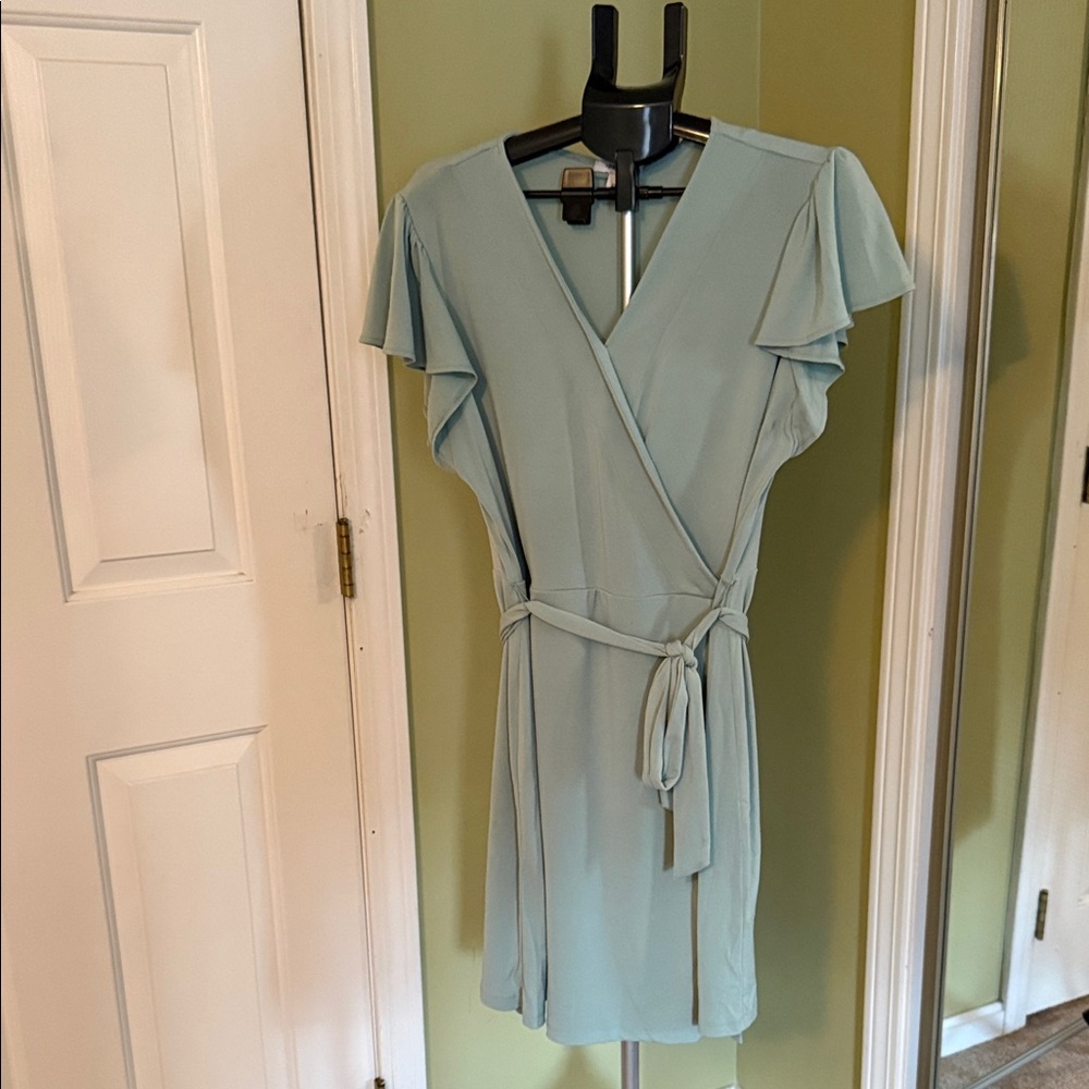 Nine West Soft Blue Mini Wrap Dress